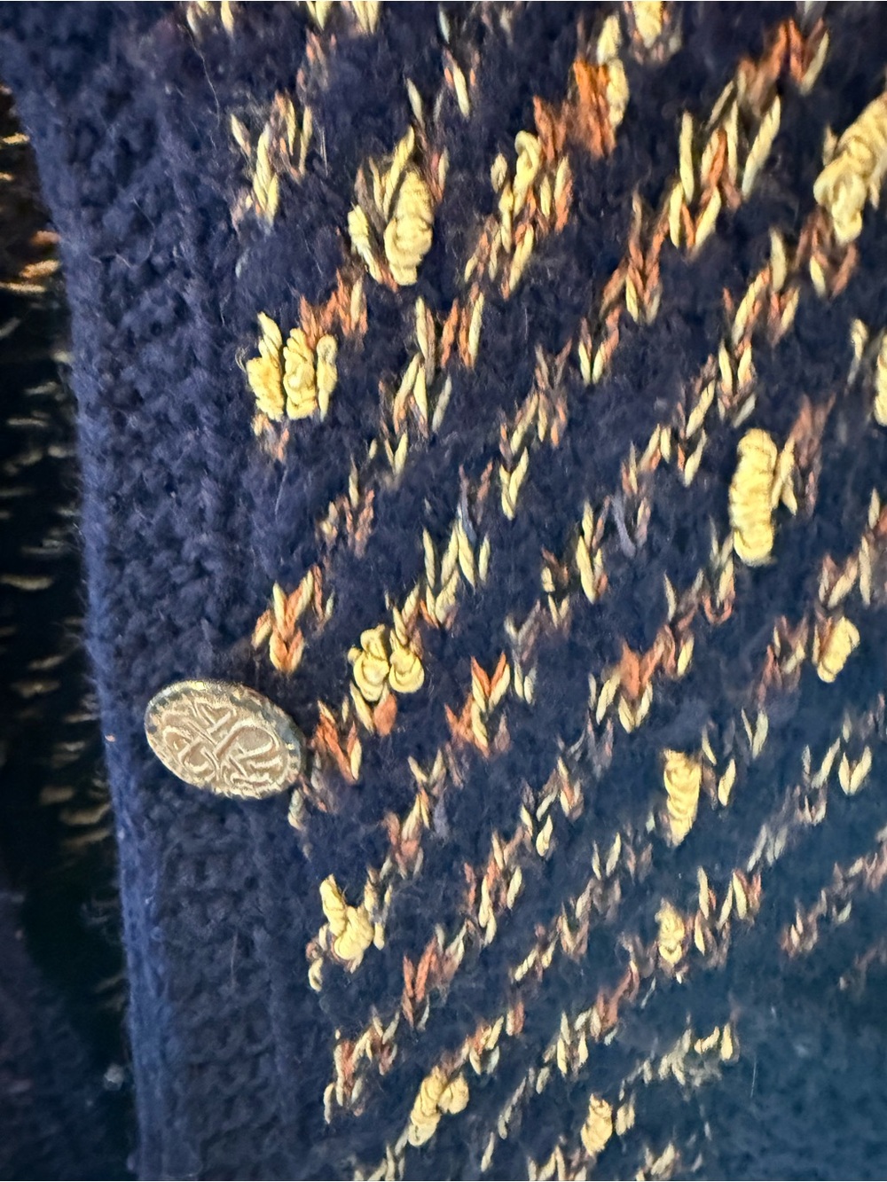 Navy Multi-Color Tweed-Effect Bouclé Jacket - Picture 3 of 3